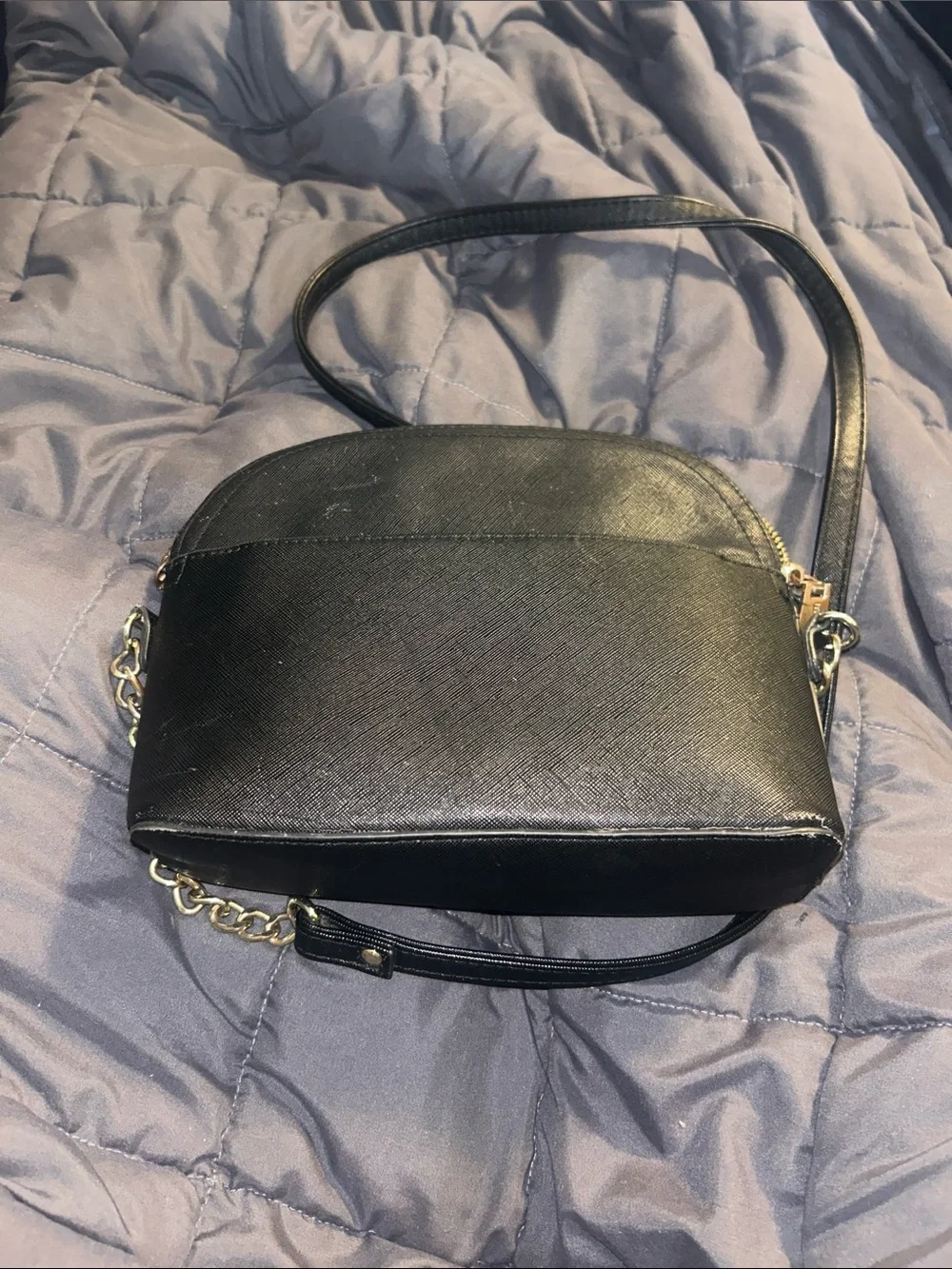 Steve Madden Black Dome Crossbody with Gold Hardware